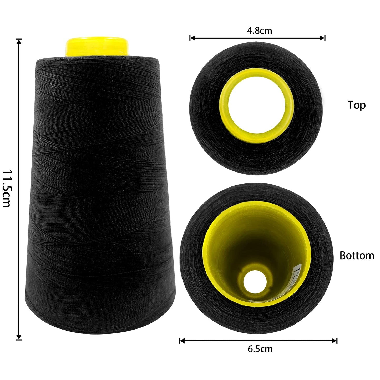 Tortoise 8 Cones of 3000 Yards Each Spool Thread for All Purpose Sewing - 100% Polyester for Serger Overlock Quilting Machine 40S/2 White+Black