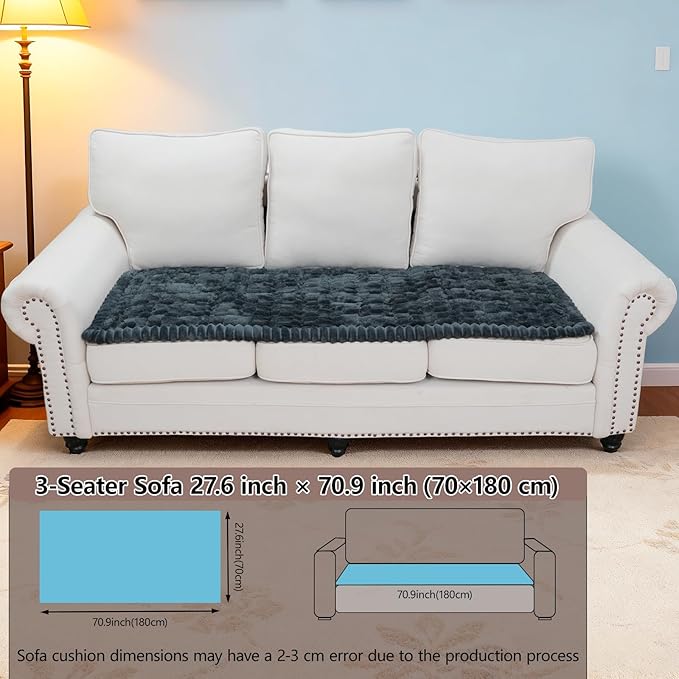 Waterproof Couch Cover for Dogs Washable,Non Slip Fuzzy Durable Couch Covers for 3 Cushion Sofa Pet Friendly Sofa Cover Dog Thick Soft Slipcovers Protector Couches Mat Bed (Grey, 27.6" x 70.9")