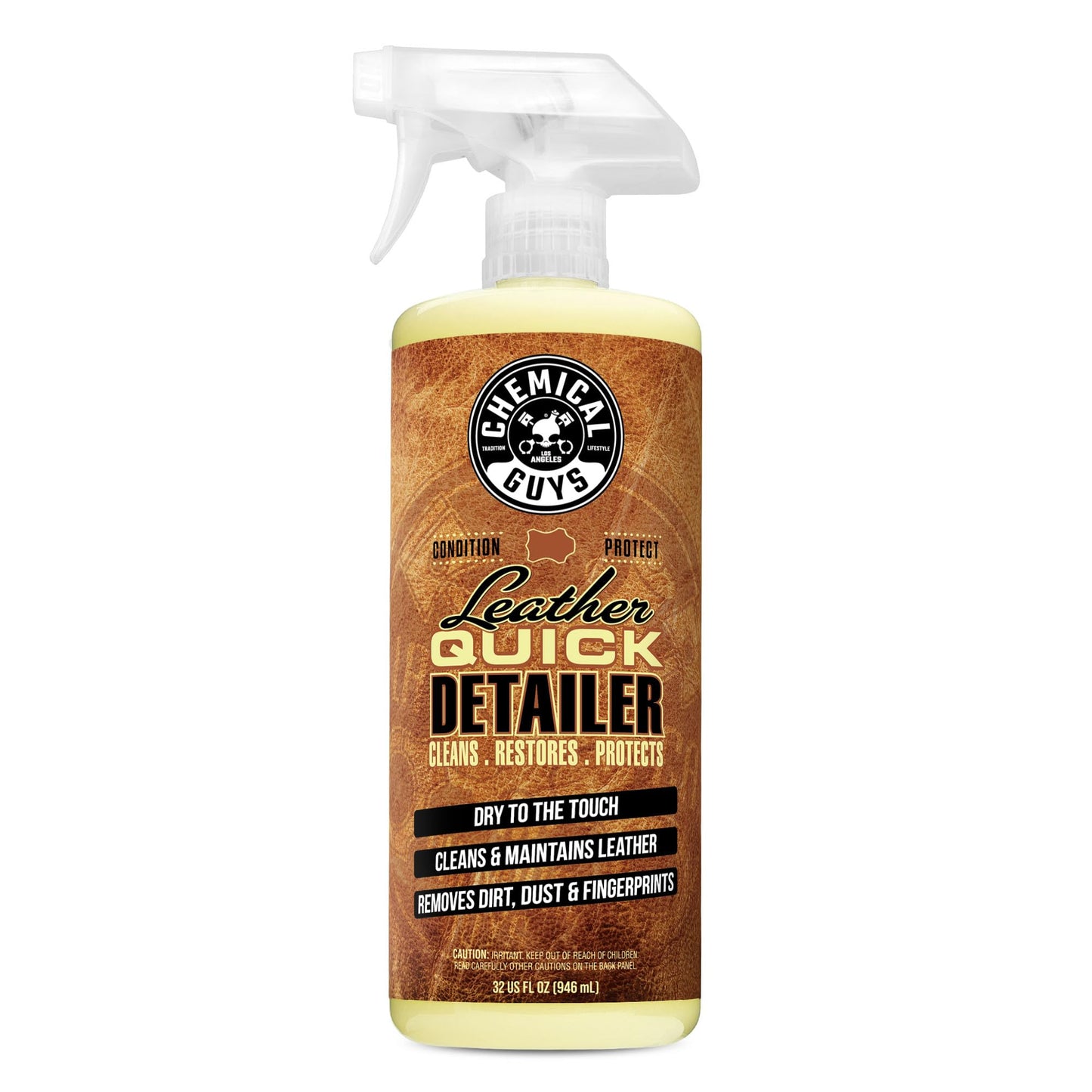 Chemical Guys Leather Quick Detailer for Car Interiors, Furniture, Apparel, Shoes, Sneakers, Boots, and More (Works on Natural, Synthetic, Pleather, Faux Leather and More), 32 fl oz