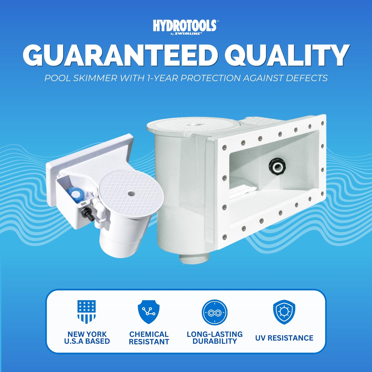 SWIMLINE HYDROTOOLS Standard Thru-Wall Above Ground Pool Skimmer Kit With WATER LEVELING SYSTEM | ABS Construction | Large Debris Basket| Snap-In & Removable Weir | Above Ground Pool Skimmer | Skimmer