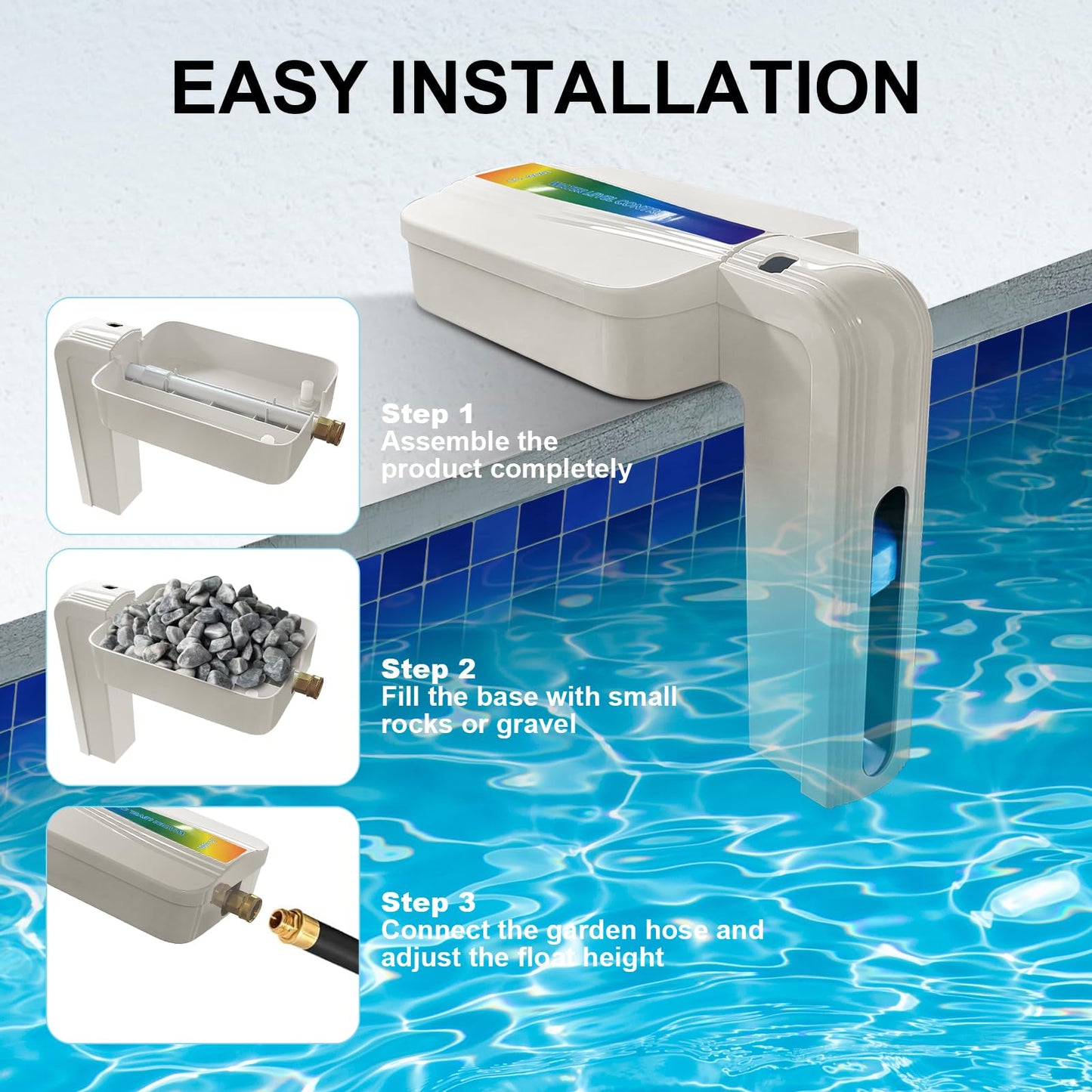 LAJBZ 2026 New Version Automatic Pool Filler, Pool Water Leveler Auto Fill, Pool Auto Fill, Automatic Pool Water Leveler, LC3001 - White