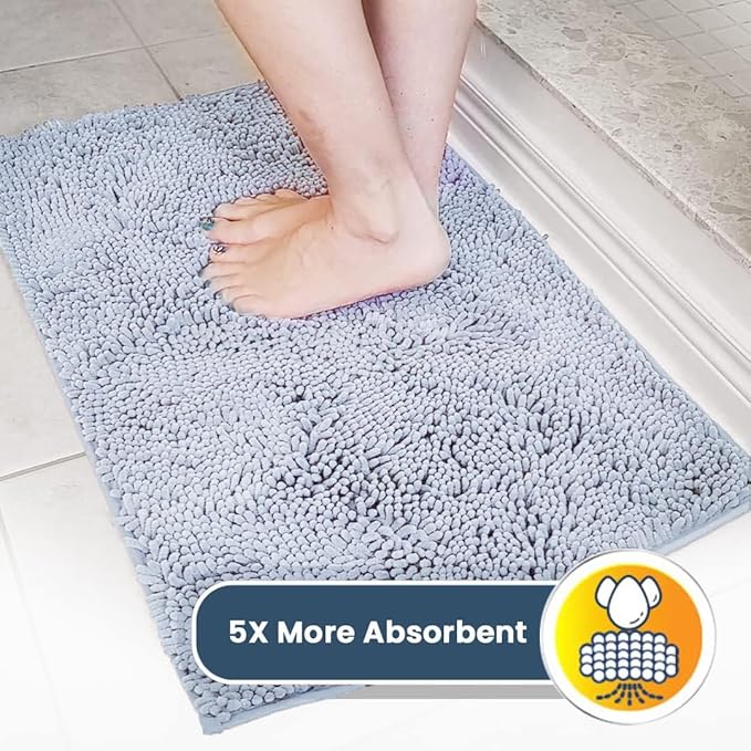 Muddy Mat® | Super Absorbent Door Mat Indoor, Microfiber Quick Dry Chenille Entryway Rug, Non-Slip Front Door Mat, Indoor Mats for Entryway, Machine Washable Pet Rug, Baby Blue 24"X60"
