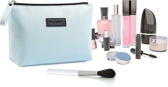 Cosmetic Bags for Women Small Makeup Bag for Purse Pu Leather Makeup Pouch Travel Makeup Bag with Zipper Make Up Bag for Travelling