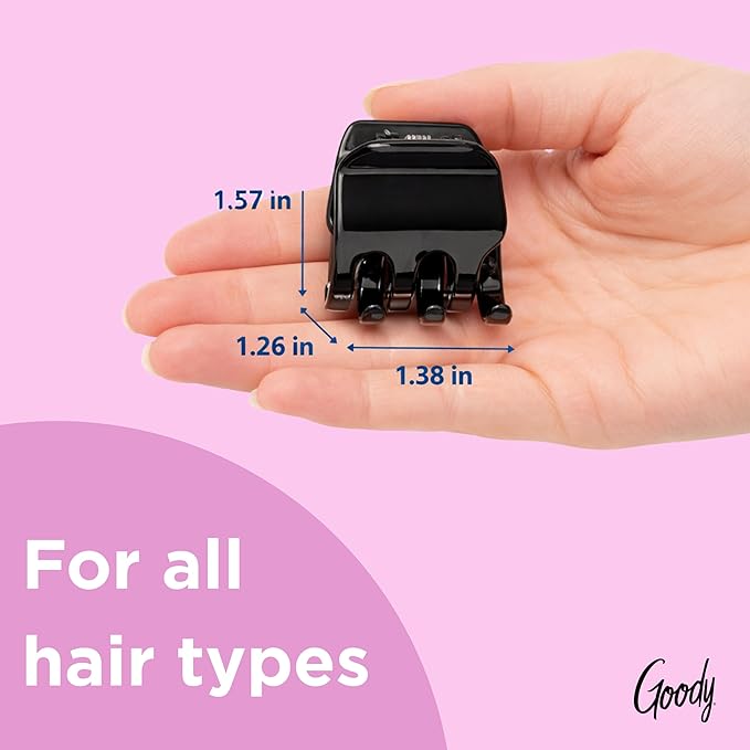 Goody Classic Claw Hair Clips - 6-Count, Clear, Brown and Black - 1/2 Claw Will Gently Keep Hair Secured In Place with a Long Lasting Hold, color may vary