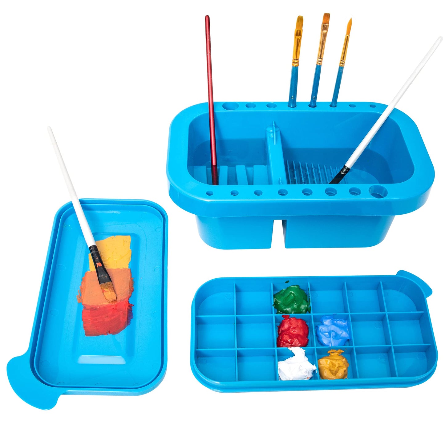 MyLifeUNIT Paint Brush Cleaner, Paint Brush Holder and Organizers with Palette for Acrylic, Watercolor, and Water-Based Paints (Royal Blue)
