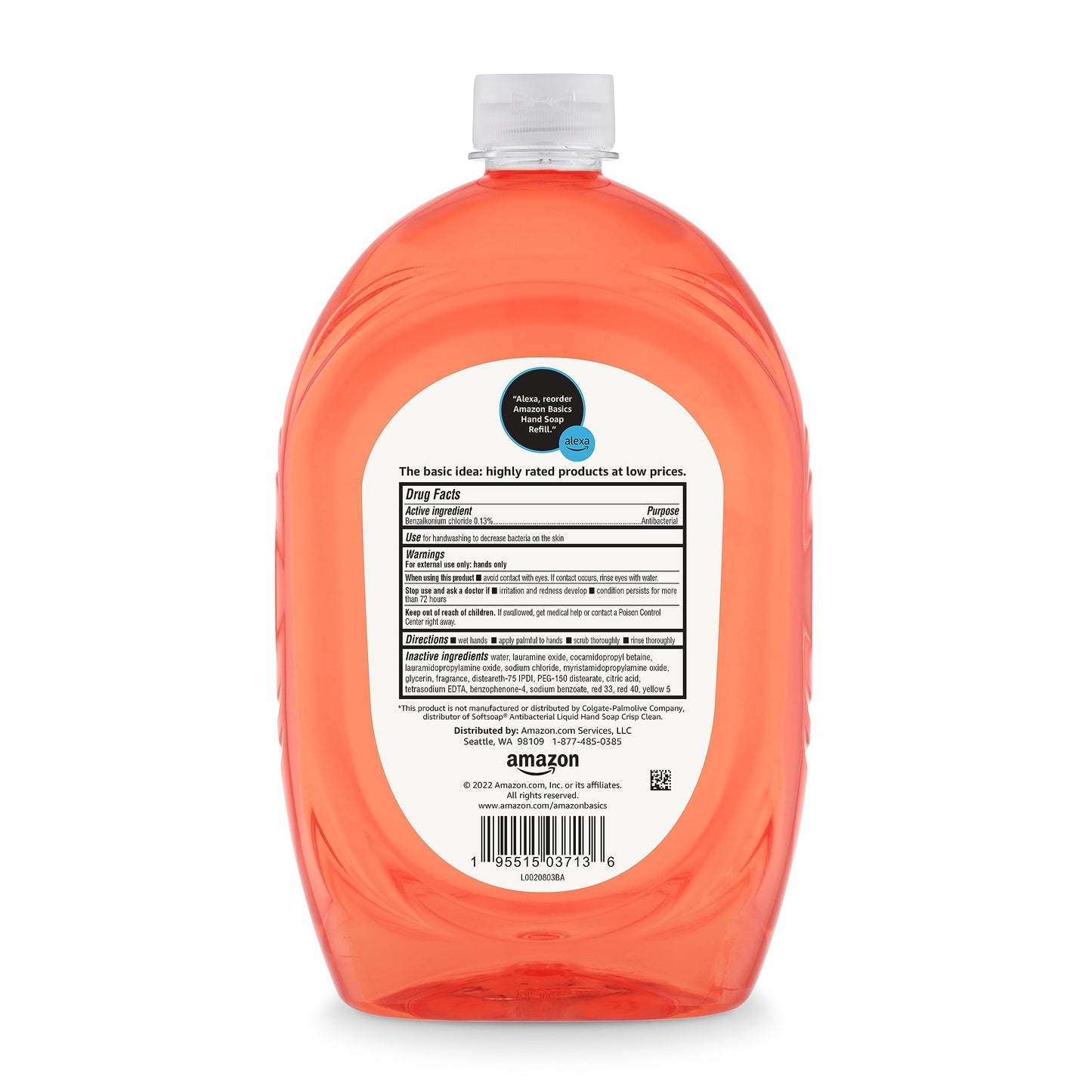 Amazon Basics Liquid Hand Soap Refill, Light Moisturizing, Triclosan-Free, Dermatologist-Tested, pH Balanced, Citrus, 50 Fl Oz (Previously Solimo) (Pack of 4)