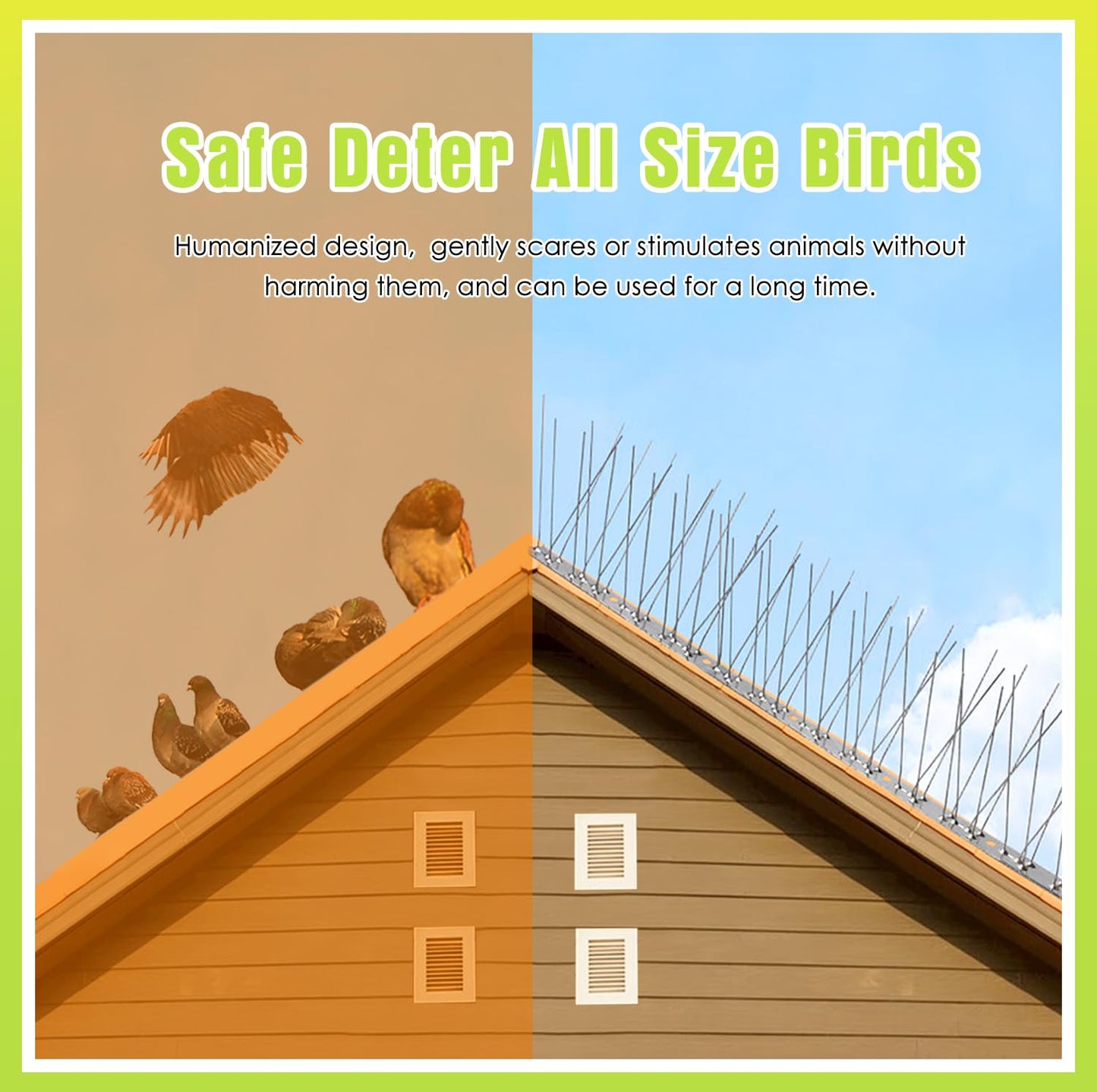 Valibe Pigeon Spikes Stainless Steel Bird Spikes for Outside to Keep Birds Away 12 Pack 10ft Coverage Bird Spikes Wire Prevention Spikes for Small Bird Squirrel for Fence Roof Blacony