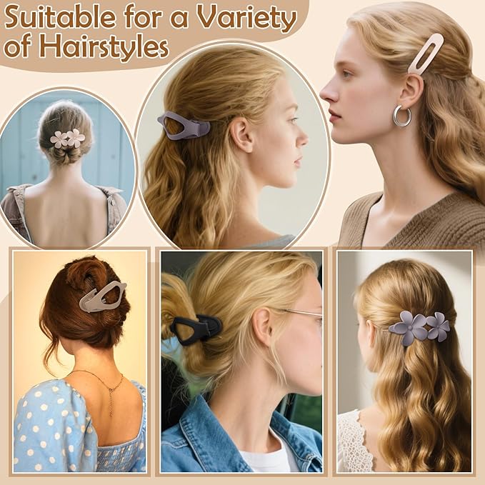 10 Pcs French Flat Hair Clips for Women, 3 Styles Lay Flat Claw Clips Non-slip Matte Hair Claws for Thin Thick Hair