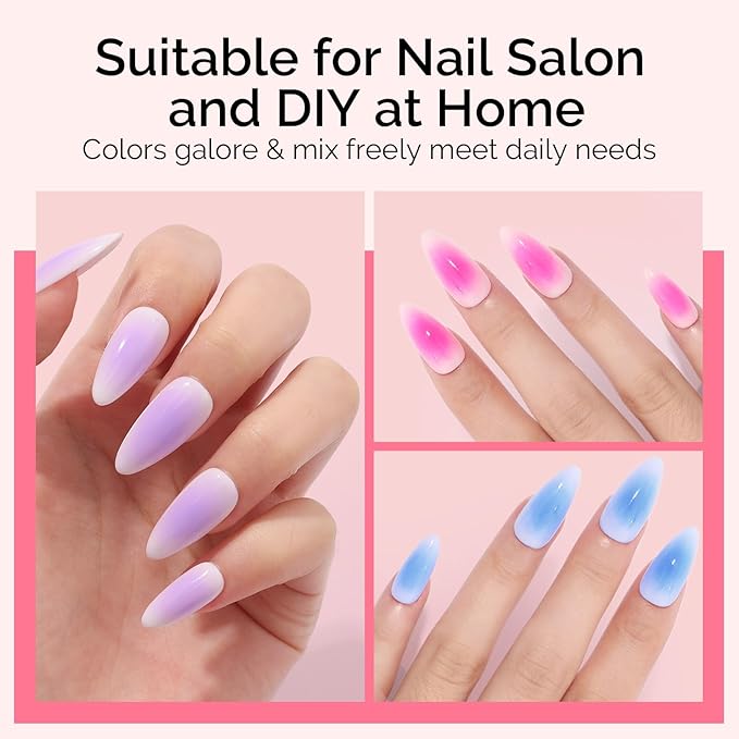 MelodySusie Gradient Painting Gel, 6 Colors Spring Summer Ombre Gel Polish with 100 Sponges&Metal Grabber Set for Aura Nails, French Manicure, No Wipe, Soak Off UV, DIY Nail Art Palette Macaron Pink