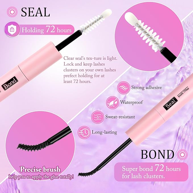 YIDUO Lash Clusters Kit with 2X Bond&Seal 770Pcs 5 style Thick Volume Clusters Lashes Extensions Kit Faux Mink Individual Wispy False Eyelashes Clusters Kit DIY at Home Easily