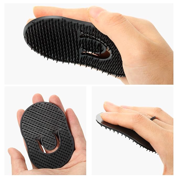 Boao 6 Packs Soft Portable Pocket Palm Combs, Shampoo Comb, Massager Hair Brush, Scalp Massager Brush(Black)
