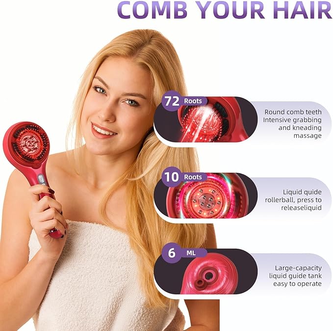 Hair Growth Brush Stimulator, Hair Oil Massager Scalp Oil Brush IPX5 Proof Electric Scalp Massager, 3 Massage Modes