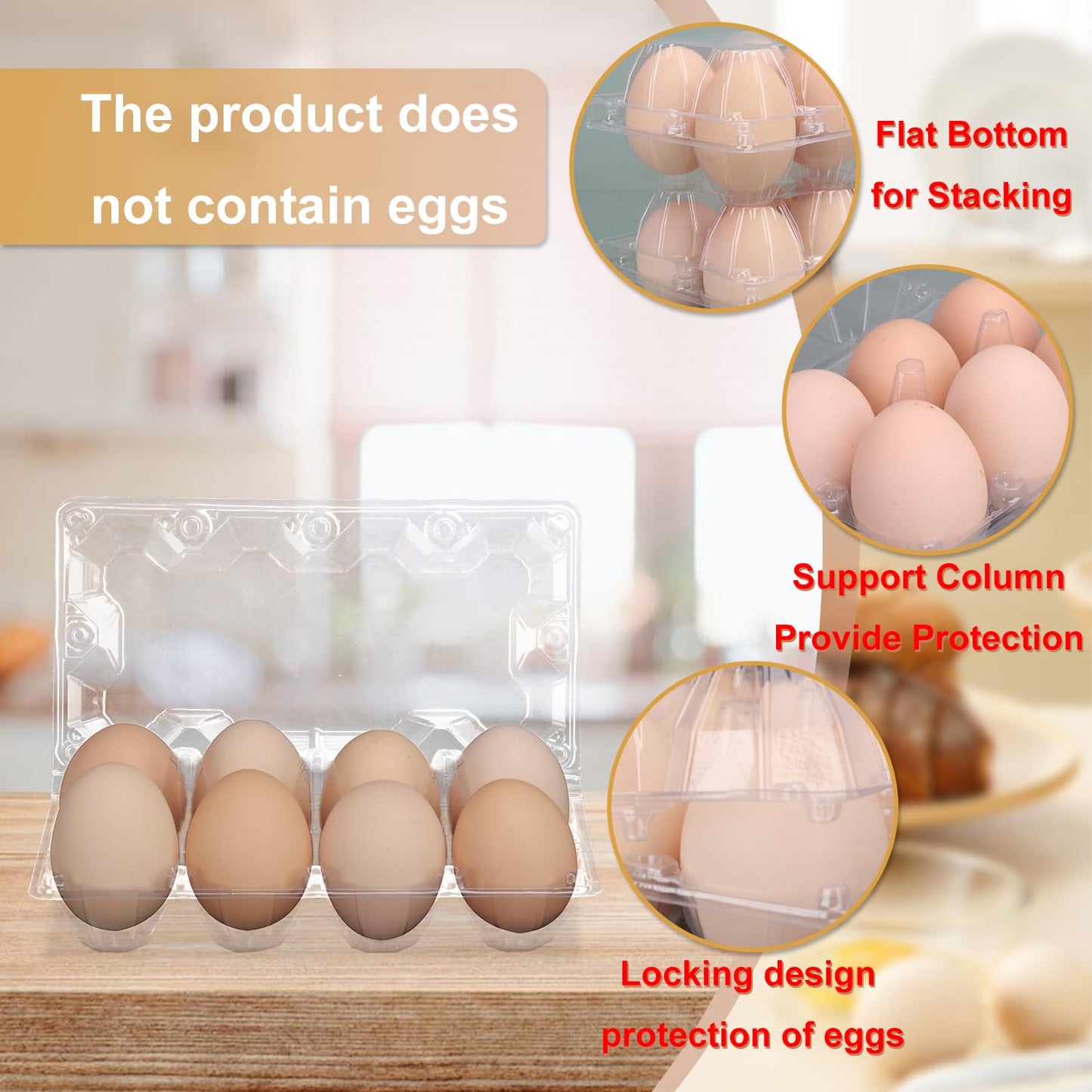 KUKLIPJIM 150 Pack Bulk Egg Cartons, Clear Plastic Chicken Egg Holders, Egg Tray Carton Holder for Home & Kitchen, Farm & Market Use, An Eco-Friendly Egg Storage Solution, 8 Grids，(Medium Size)…
