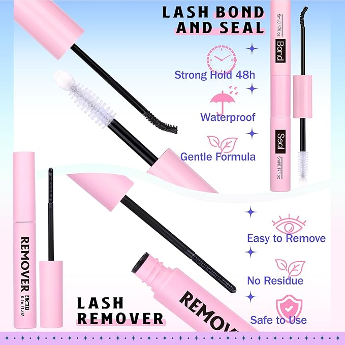Wispy Lash Clusters Kit DIY Lash Extension Kit Natural Look C-curly Cluster Eyelash Extension Kit Volume 10-16MM Individual Eyelashes Kit with Lash Remover by Newcally