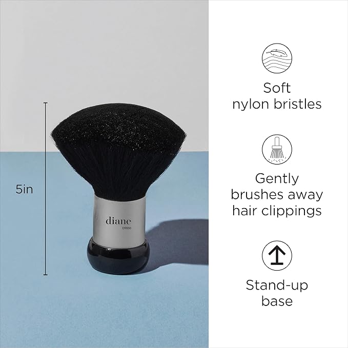 Diane Neck Duster Brush for Hair Cutting, Removes Loose Hair from Neckline and Ears, Barber Supplies and Salon Accessories, Soft Nylon Bristles, Stand Up Base, 5"