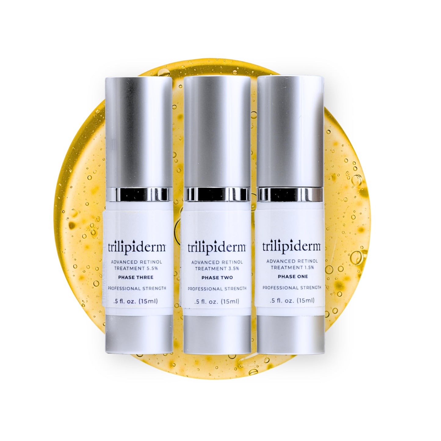 Trilipiderm Advanced Retinol Serum for Anti-Aging - 3 Phases (1.5%, 3.5%, 5.5%) - 5oz Each