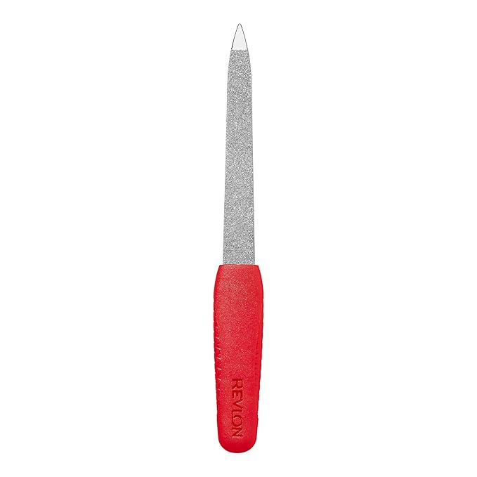 Revlon Emeryl File, Metal Nail Filer With Easy Grip Handle & Double-Sided Fingernail Buffer For Precise Manicure Shaping & Smoothing, 1 Count