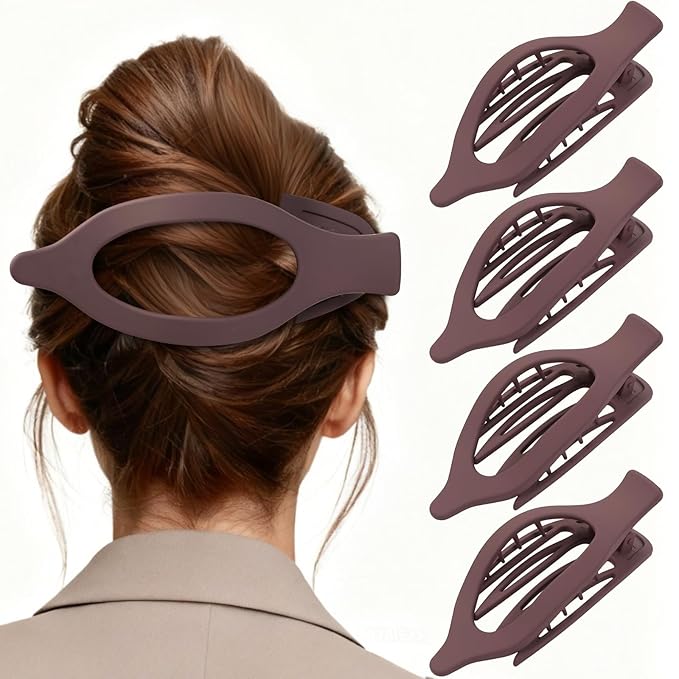 5.5 Inches Extra Large Flat Hair Clips for Women, 4 Pack XL Big Claw Clips for Thick Hair, Oversized Matte Strong Hold Non-slip Flat Claws, Burgundy