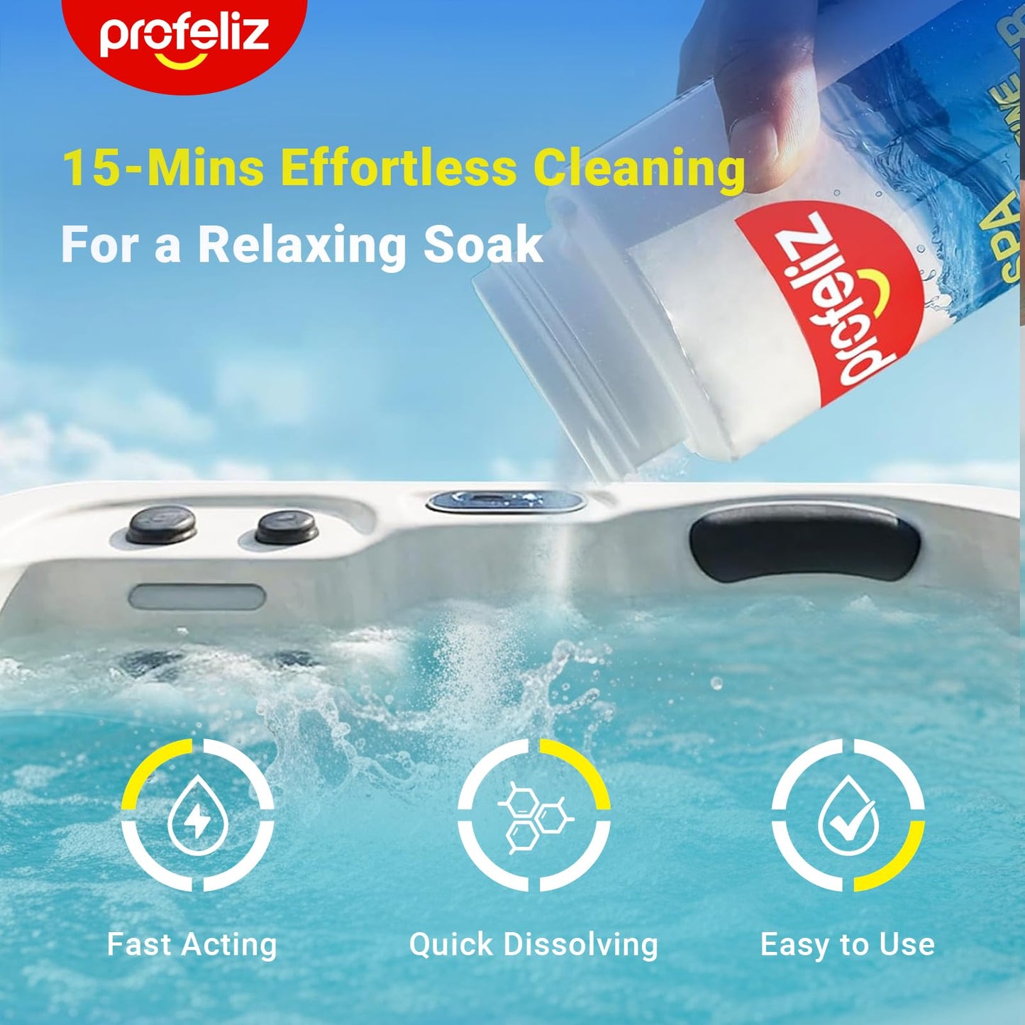 PROFELIZ Non-Chlorine Shock for Hot Tubs, Spas & Pools,Fast-Acting Chlorine-Free Oxidizer Treatment,Clear Cloudy Water,2 Pack, 5.5 lb Total