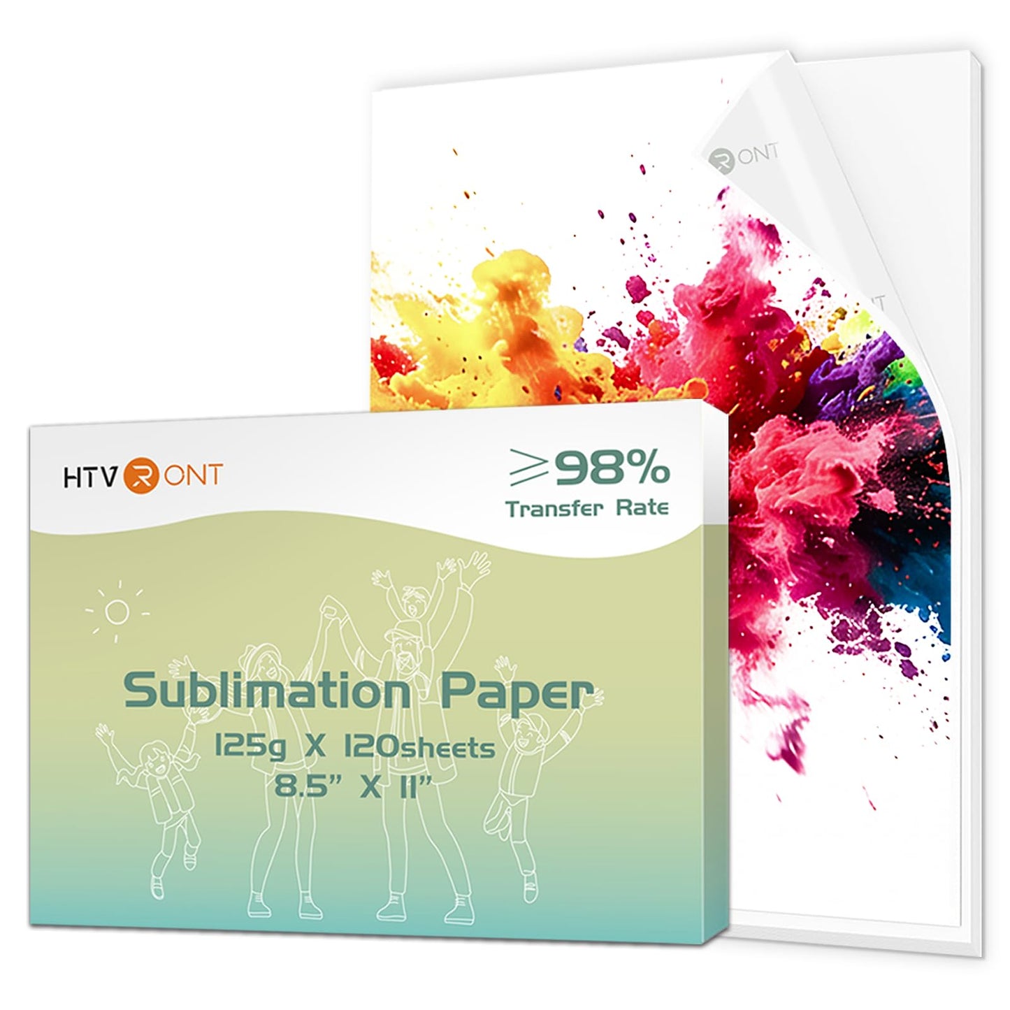 HTVRONT Sublimation Paper 8.5x11 Inch 120 Sheets | High Transfer Rate Printer-Friendly Sublimation Sheets for T-Shirts & Mugs | Compatible with Epson/HP/Canon (A4 Size, Quick-Dry, No Curl)
