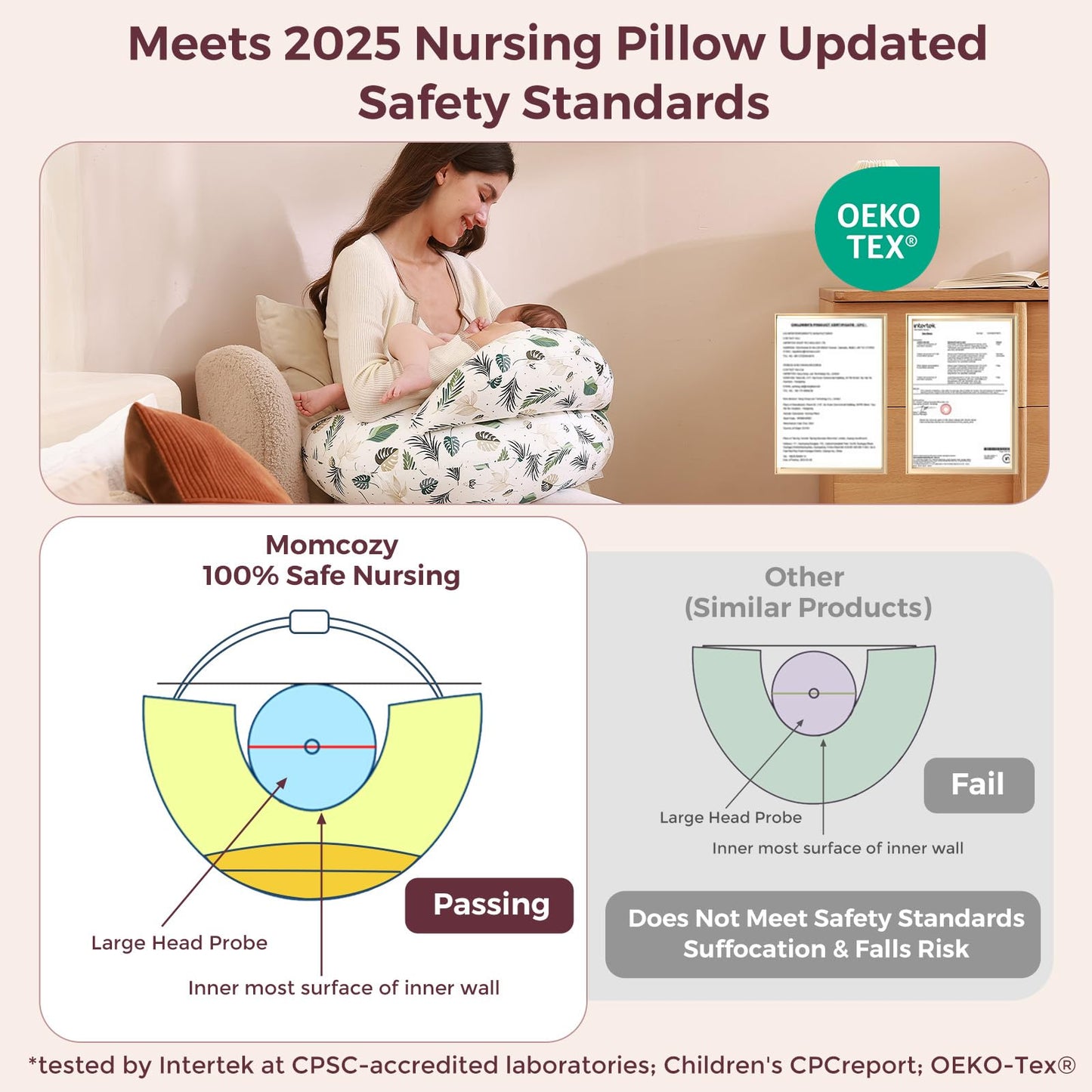 Momcozy Innovative Safety Guard Nursing Pillow for Breastfeeding- Wider Feeding Pillows for More Support for Mom & Baby- Easier Nursing & Hand Free- Fit for All, Removable Cotton Cover