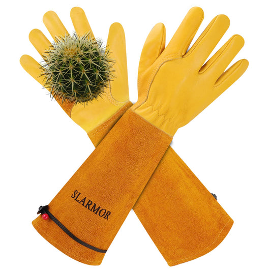 SLARMOR Long Gardening-Gloves Women/Men-Thorn proof Rose Pruning Heavy Duty Gauntlet, Best Garden Gifts for Gardener-S