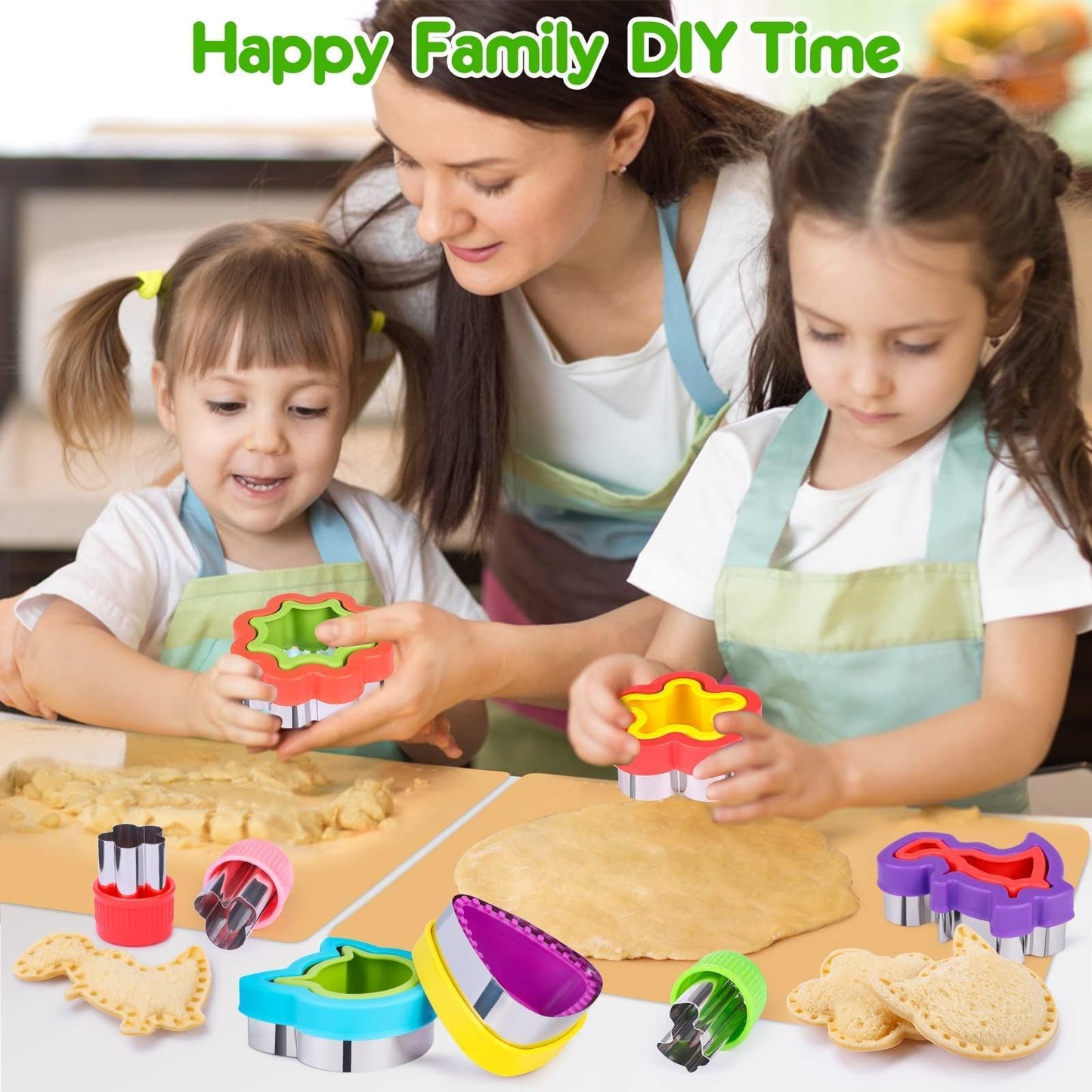 12 Pack Sandwich Cutter and Sealer Set Crustable Bread Decruster DIY Cookie Stamps Mold Vegetable Fruit Cutters Shapes for Kids Back to School Bento Box Accessories