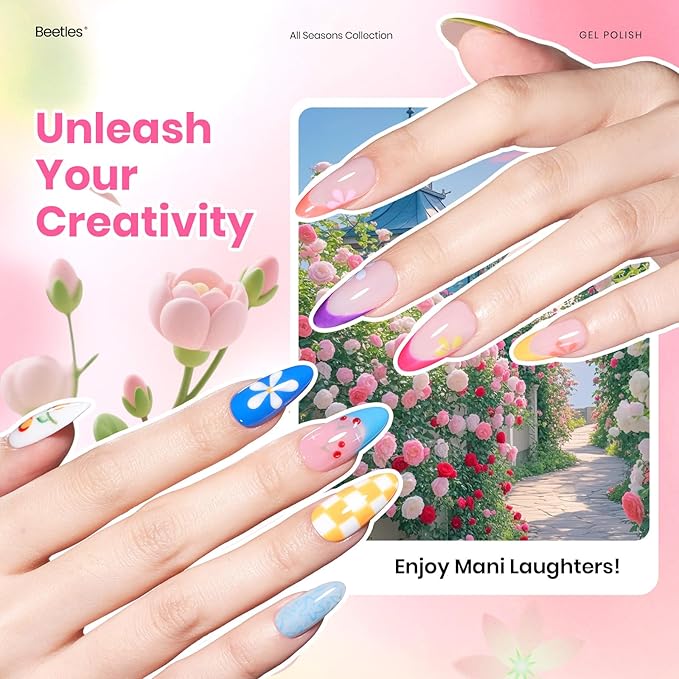 Beetles Neon Gel Polish Set - 36 Colors Dewdrop Flora Gel Nail Kit Spring Jelly Pink Milky White Yellow Purple Green Natural Classic Color Set Soak Off UV LED Home Salon Summer Gift for Women