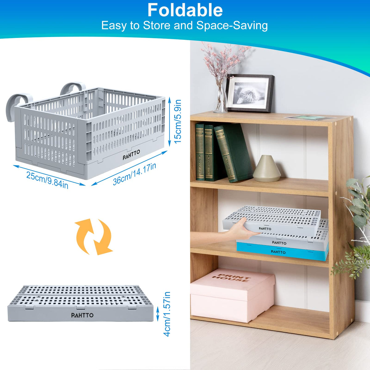 PAHTTO Poolside Storage Basket, Foldable Above Ground Pool Storage Basket for Pool Toys, Towels, Beverages, Poolside Organizer, Pool Accessories for Above Ground Swimming Pool (1 Pack- Gray)