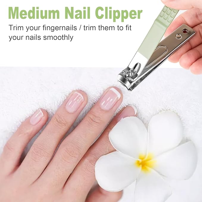 DUCOO Nail Clipper Set, 4 PCS Ultra Sharp Nail Clippers for Men, Women, Adults Toenail Fingernail Clippers, Stainless Steel Nail Cutter & File, Green