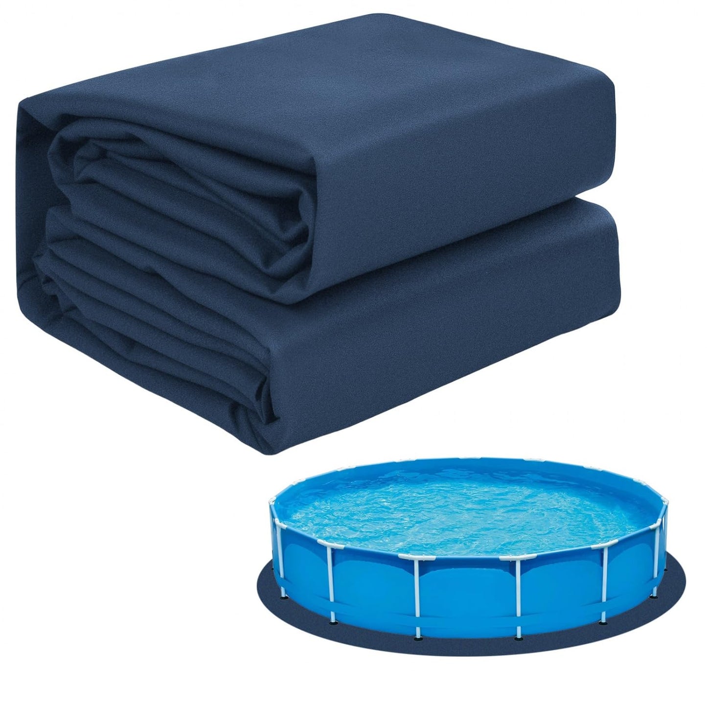Gonioa 15 FT Pool Pad for Above Ground Pools, Round Pool Liner Pad Under Pool Mat for Above Ground Pools, Navy Blue Heavy Duty Pools Ground Pad to Prevent Puncture and Extend Liner Life
