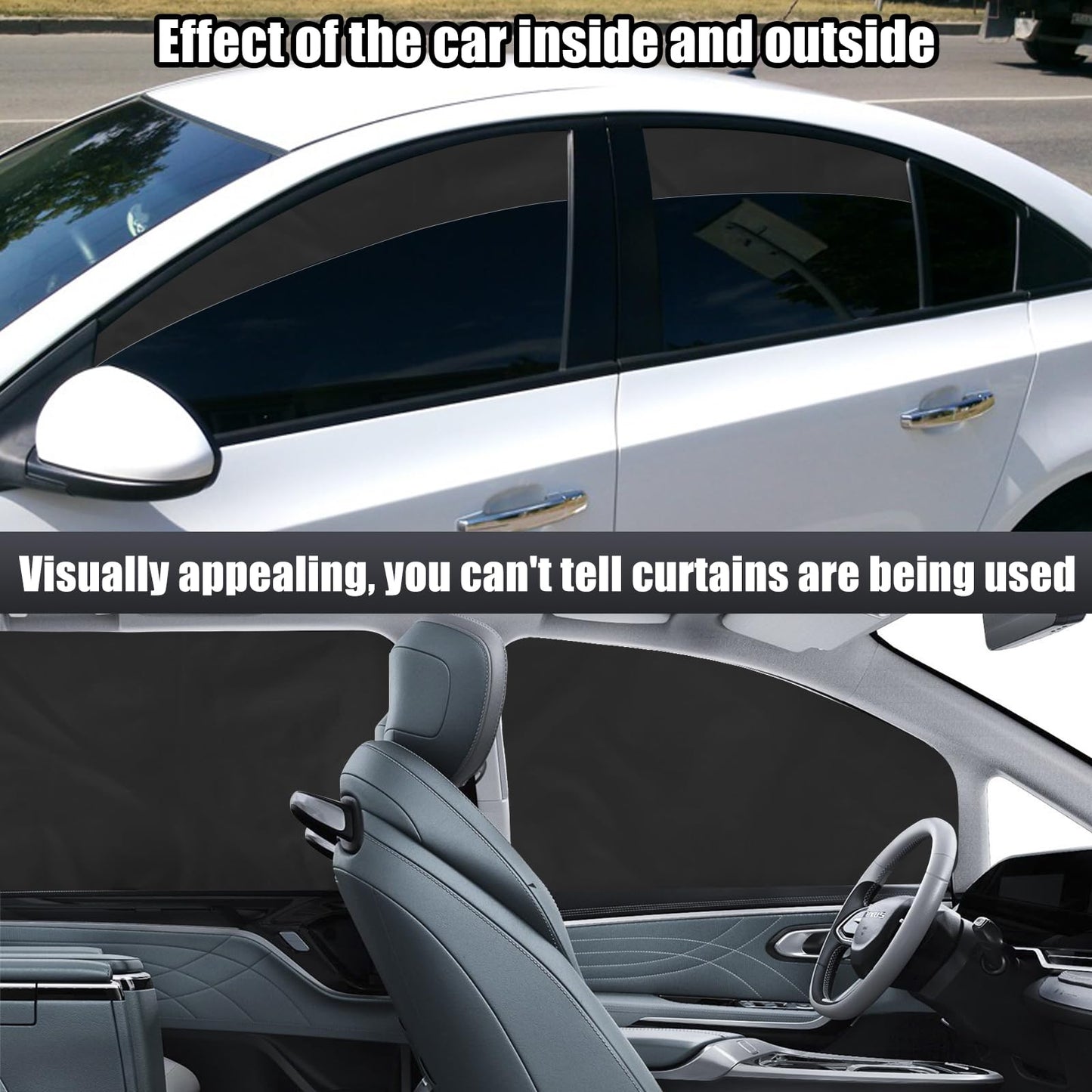 XCBYT Car Window Shades - 4 Pcs Car Privacy Curtains - 100% Block Light Car Window Covers - Magnetic Side Window Sun Shade Keeps Cooler for Breastfeeding, Taking a nap, Changing Clothes, Camping