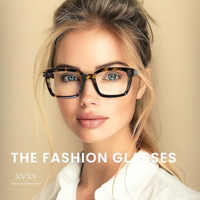 XVXV Reading Glasses for Women Men - Blue Light Blocking Readers Oversize Square Anti Glare with Spring Hinge