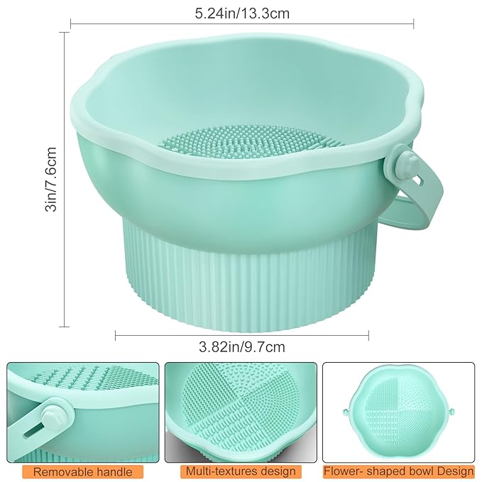 senbowe 3 in 1 Makeup Brush Cleaner Mat, Silicone Makeup Brush Cleaner Bowl Cosmetic Brushes Cleaning Pad Tool Organizer for Storage and Air Drying, Make Up Brush Washing Tool for Sponge