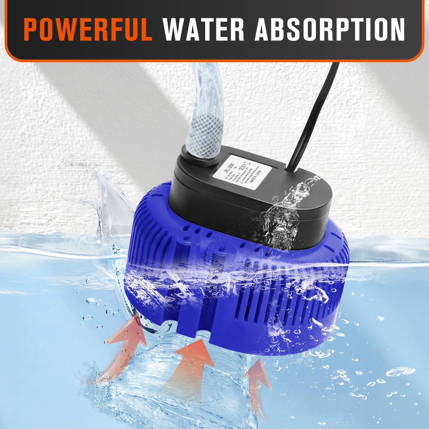 Sump Pump,Pool Cover Pump above Ground,submersible water pump Swimming Water Removal Pumps,for Swimming Pool Basement Garden Pond Tubs Draining,75W,Max Flow:850GPH,3 Adapters,25 Ft Power Cord (Blue)