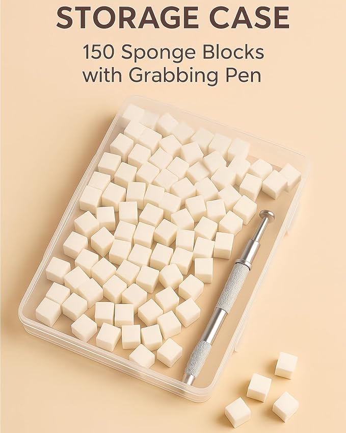 150PCS Nail Sponges for Ombre Nail Art with 1 Grab Pen – Gradient Nail Art Tool Set with Storage Case – DIY Nail Design Accessories for Salon & Home Use