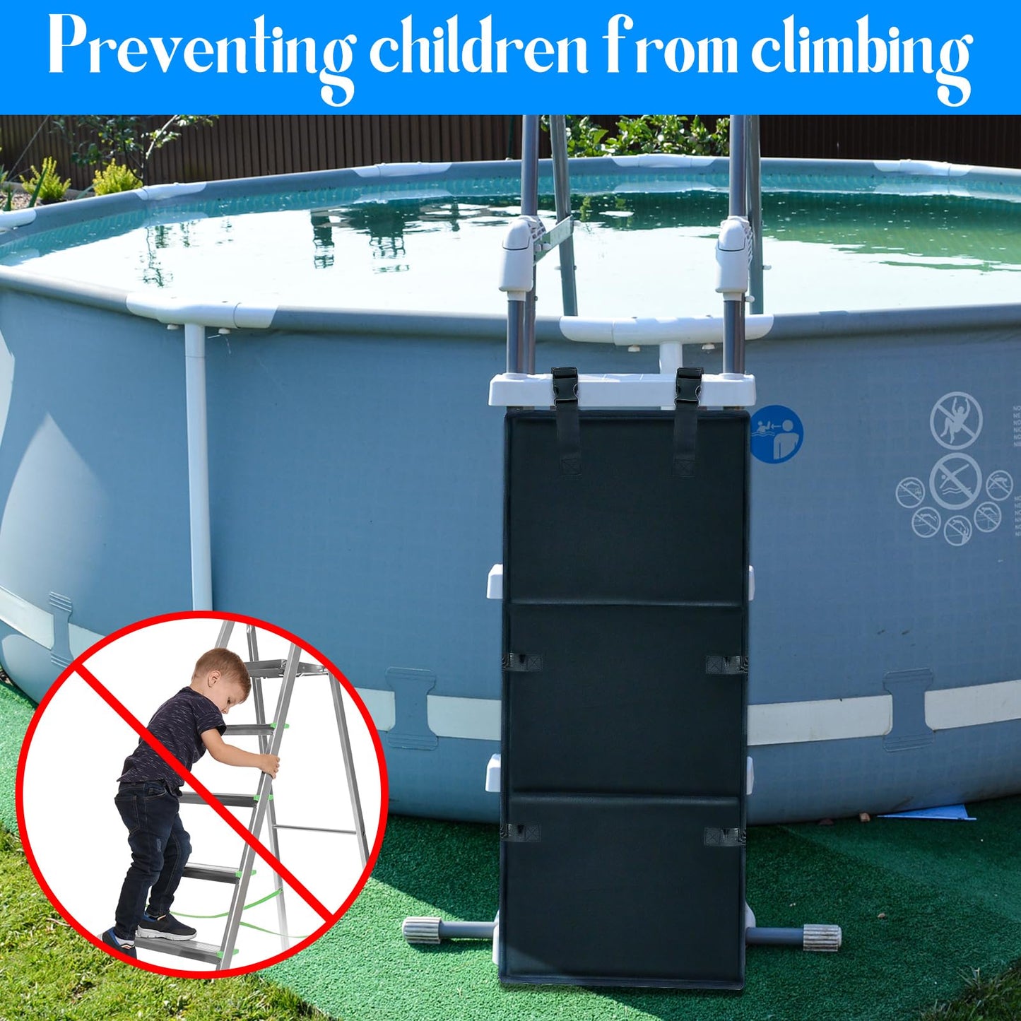 Pool Ladder Protector Cover 15x31.5in,Pool Ladder Guard for Above Ground Pool to Prevent Kids from Climbing,Falling,Bunk Bed Ladder Guard Protector