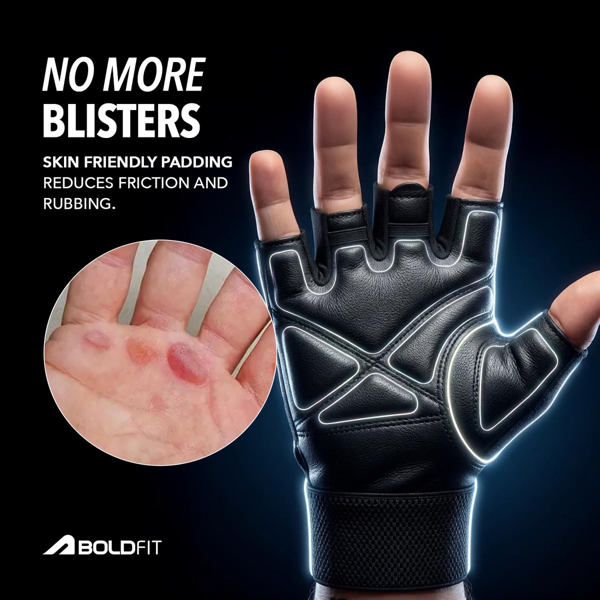 Boldfit Gym Gloves for Men & Women with Wrist Support Accessories for Weightlifting, Training, Exercise, Cycling Gloves, Bike Riding Gloves- Warrior -L, Polycotton Blend, Black, Large (8" - 8.5")