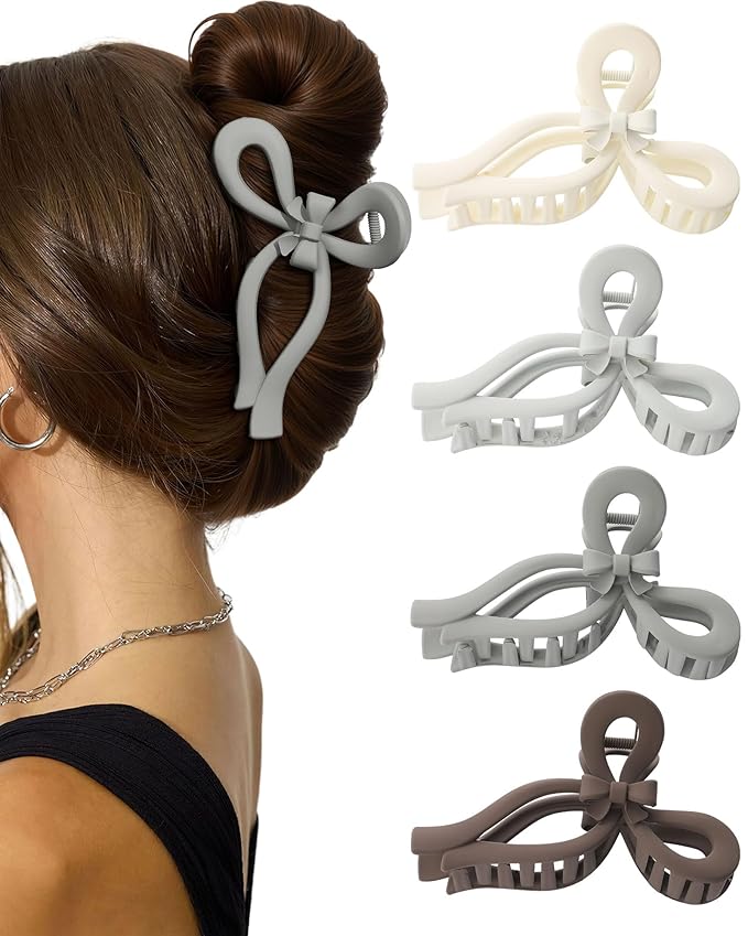 4 PCS Bow Hair Clips for Women Bow Claw Clip 5" Extra Large Hair Claw Clips for Thick and Long Hair Cute Bows Big Clip