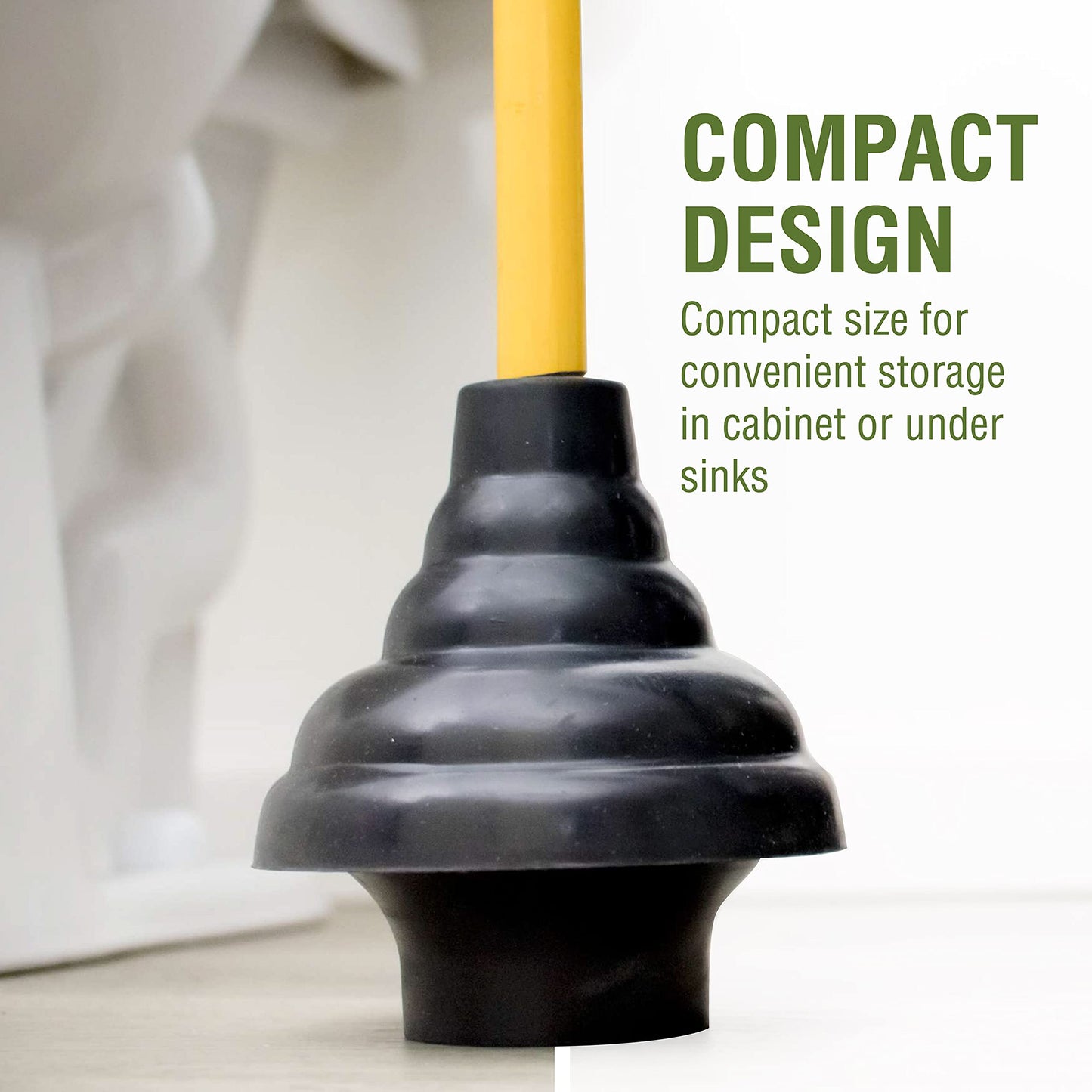 LDR 512 3410A Heavy Duty Drain Handle Double Thrust Rubber Force Cup Removes Clogs for Bathrooms, Kitchens, Baths, Showers, Powerful Commercial and Residential, 26.40"X5.35", Wood Flange Plunger