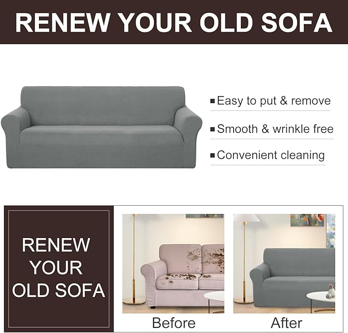 U-NICE HOME Recliner Chair Covers Stretch Couch Cover Sofa Cover Sofa Slipcover Furniture Protector for Chair Cover Pet Friendly(Armchair, Grey)