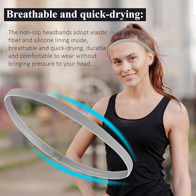 4 Pieces Elastic Sports Headbands Thick Non-Slip Hair Bands for Women and Men