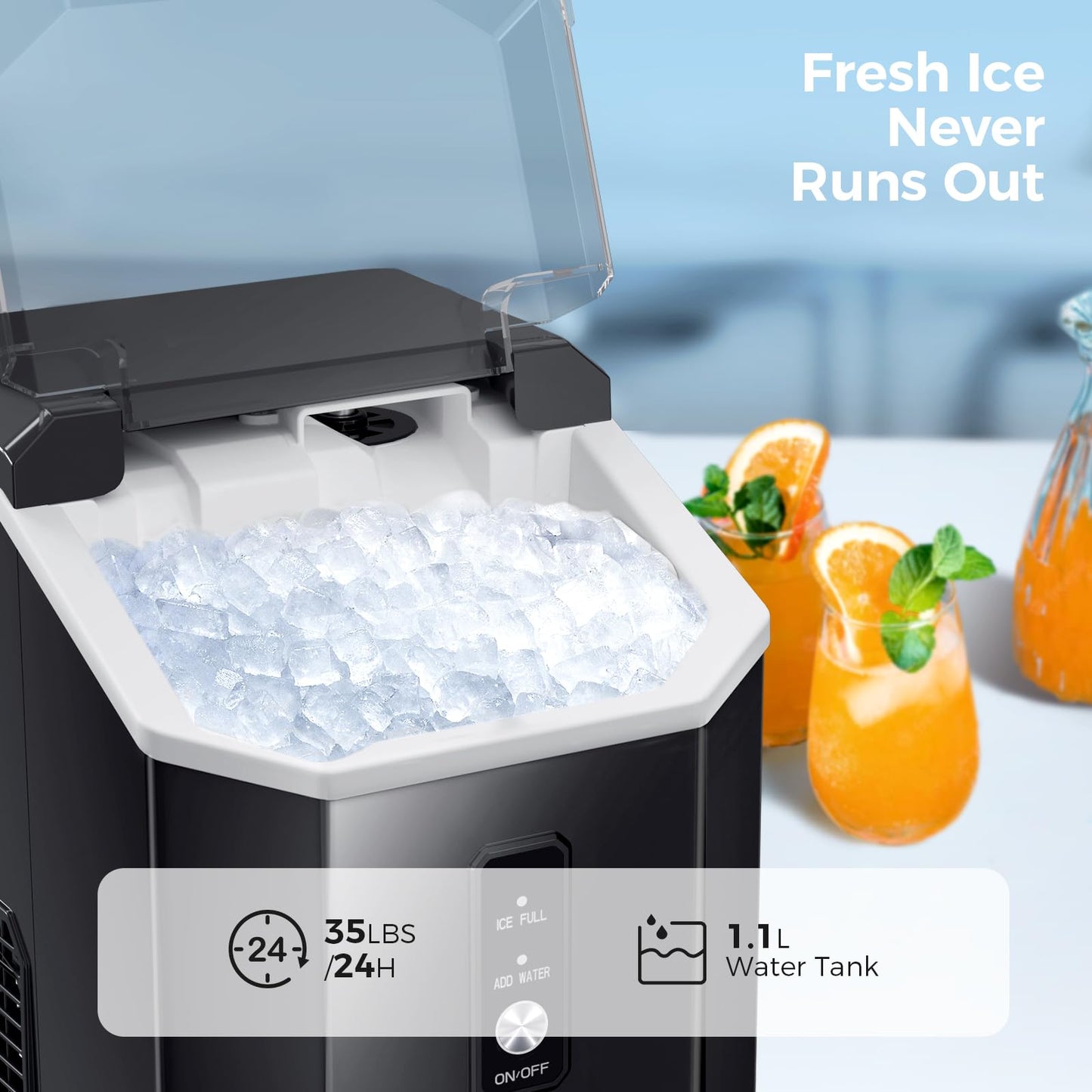 AGLUCKY Portable Ice Maker Machine Countertop with Handle,26Lbs/24H,9 Bullet Ice Ready in 7 Mins,Self-Cleaning Function with Ice Scoop and Basket,Ideal for Home Office Kitchen (Red)
