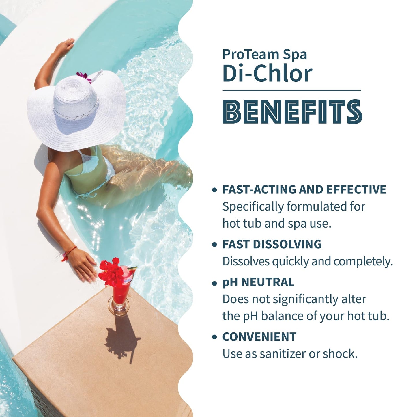 ProTeam Spa Di-Chlor - Hot Tub Chlorine for Hot Tubs and Spa Sanitizer for Hot Tub with SplashWiz Hot Tub Chemicals Care Guide - Made in USA (2 lb)