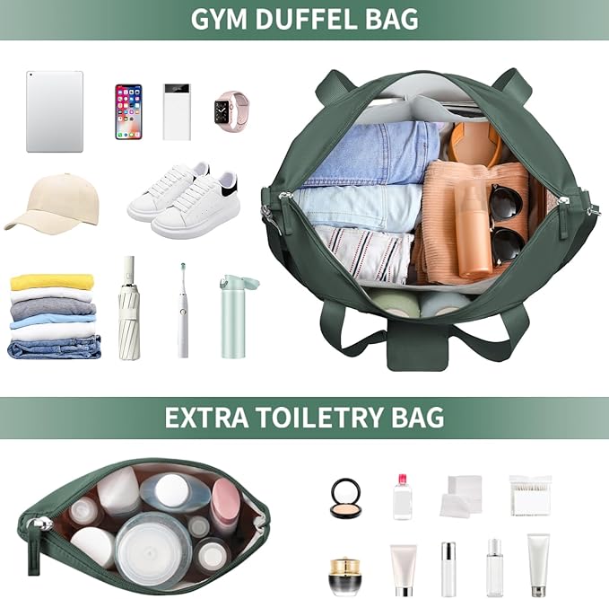 ETRONIK Gym Bag for Women, 45L Carry On Travel Duffel Bag with Shoes Compartment, Weekender Overnight Bag with Wet Pocket & USB Charging Port for Women, Travel, Gym, Weekend, Large Size (Beige)