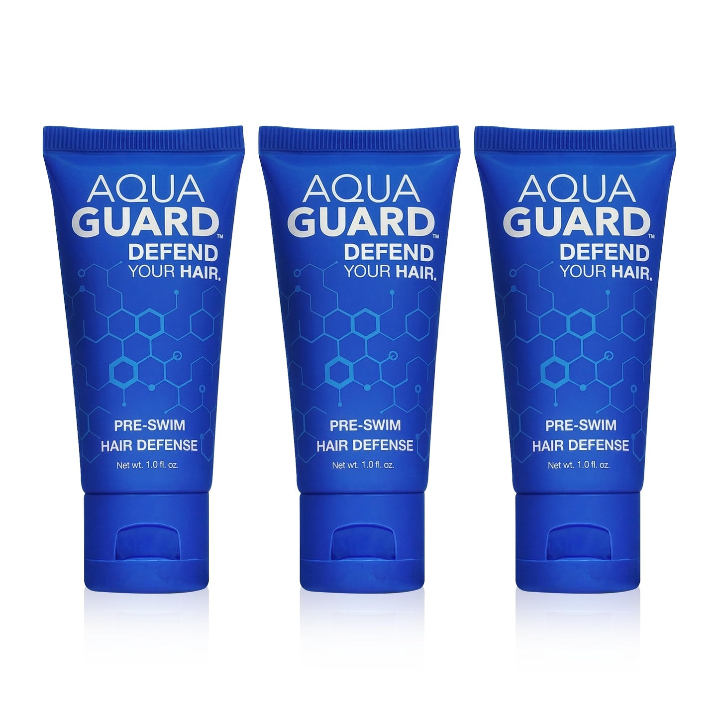 AQUA GUARD Pre-Swim Hair Defense | No More Swim Hair | Prevents Chlorine Damage + Softens Hair While Swimming | Made in California | Color Safe, Leaves Hair Smelling Great | 1 oz (3 Pack)