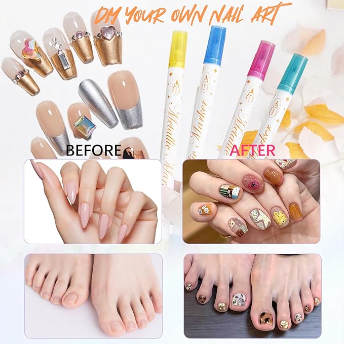 12 Color Nail Art Pens for Painting Nails, Double-ended Nail Polish Pens Drawing Point Liner Acrylic Painted Pen Kit, Waterproof Quick-drying for DIY Nails Art Design Manicure Tools