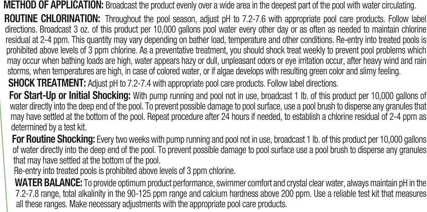 Pool Mate 4-Pounds Premium Pool Chlorine Granules, Concentrated Chlorinating Granules, Made in USA