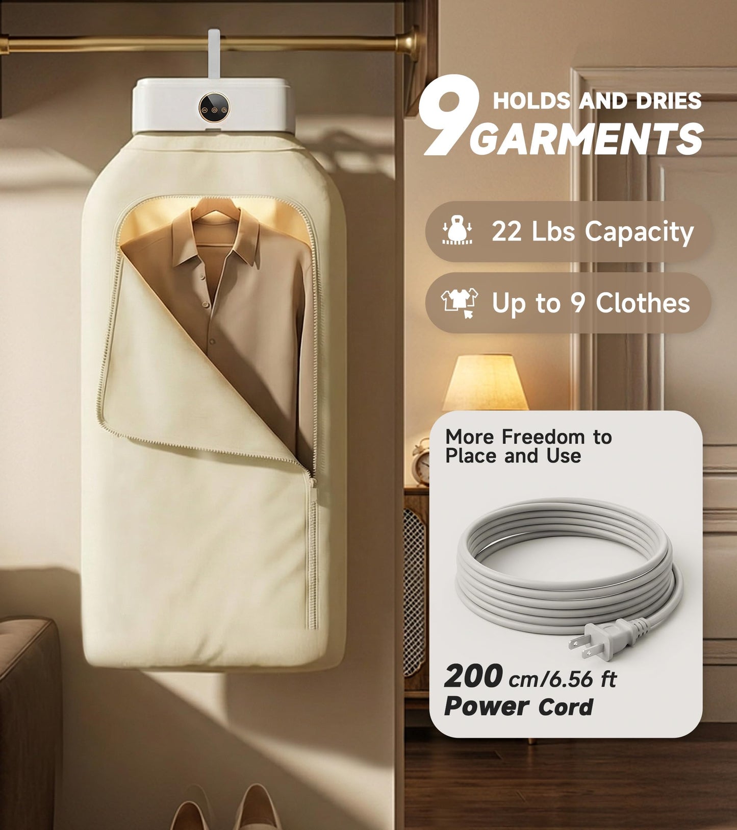 KAIUNTECLG Portable Clothes Dryer, 600W Fast Drying Mini Dryer for Apartments, Travel and RV, Compact Quiet Machine with Remote Control, 3 Timer Settings and Foldable Dry Bag