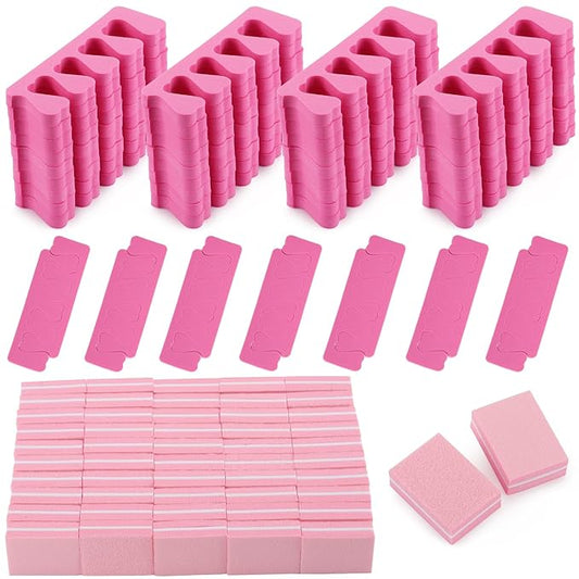 102pcs Toe Separators Set - Premium Pedicure Tool 52Pcs Super Soft Pedicure Toe Separator- 50Pcs Mini Nail Buffer Block File 80/100 Grit 2 Sided